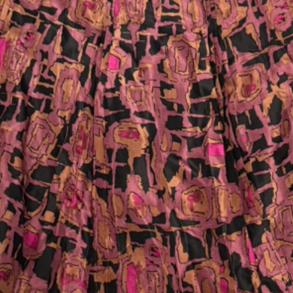 Alfani 100% Silk Floral Midi Skirt EUC, Burgundy Pink Black Lined - Picture 4 of 5